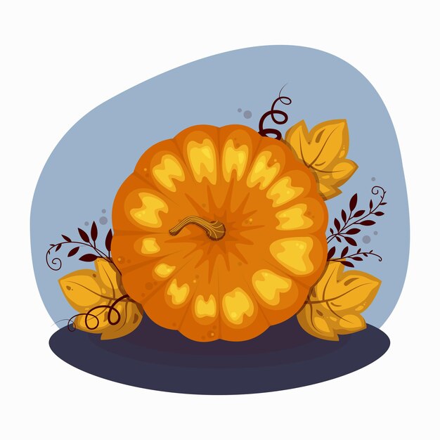 Composición de otoño con calabaza naranja