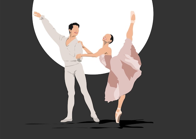 Composición a partir de siluetas de bailarines Ilustración vectorial de color Ilustración dibujada a mano