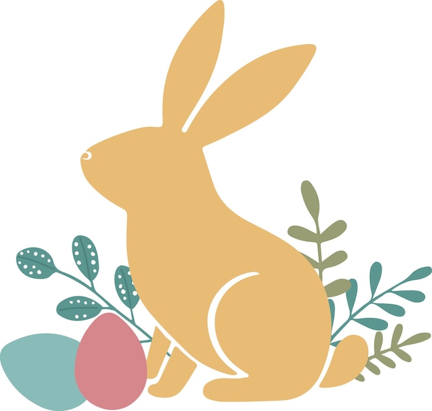 Composición de Pascua con conejo y huevos de Pascua