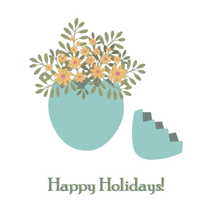 Vector composición de pascua con flores de manzanilla dentro de un huevo