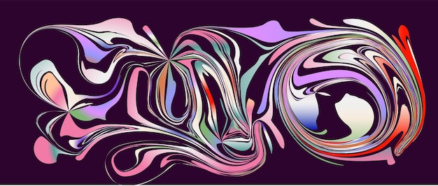 Composición de patrón de degradado vectorial Y2K estético oblongo fluido orgánico líquido formas banner Paleta de colores experimental Fondo antidiseño de mal gusto Elementos futuristas Diseño colorido vibrante