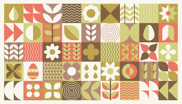 Composición plana geométrica de plantas banner y cartel web de arte decorativo abstracto natural
