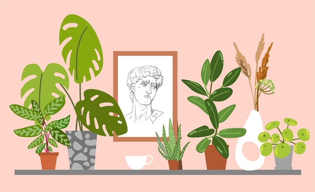 Vector composición de plantas ilustraciones de vectores de plantas de interior selvas urbanas las plantas son amigas