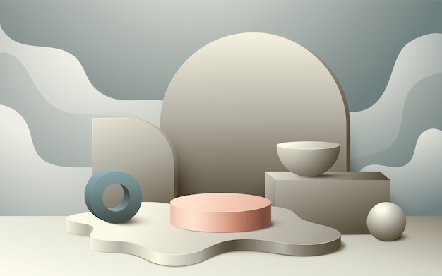 Composición del podio en estilo realista