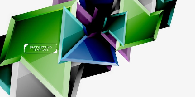 Composición poli 3d triangular de colores brillantes Fondo geométrico abstracto Diseño minimalista Cartel futurista poligonal