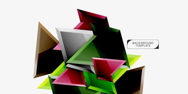Composición poli 3d triangular de colores brillantes Fondo geométrico abstracto Diseño minimalista Cartel futurista poligonal