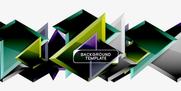 Composición poli 3d triangular de colores brillantes Fondo geométrico abstracto Diseño minimalista Cartel futurista poligonal
