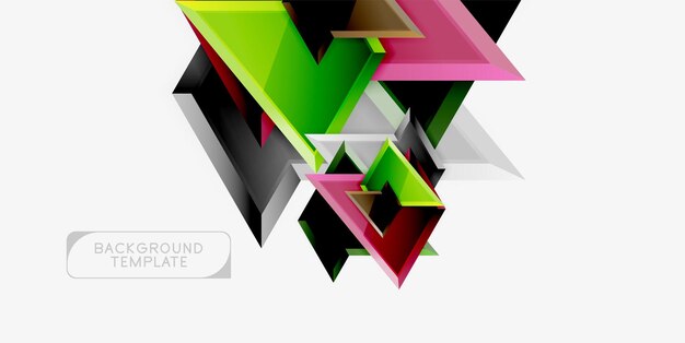 Composición poli 3d triangular de colores brillantes Fondo geométrico abstracto Diseño minimalista Cartel futurista poligonal