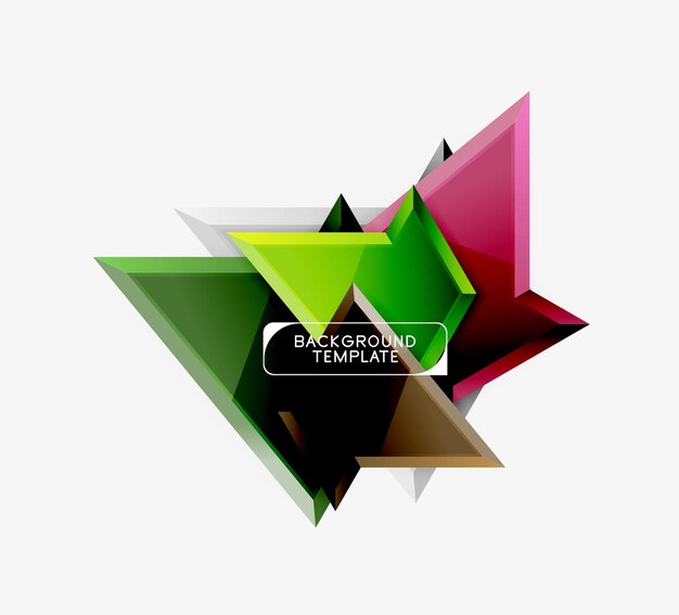 Composición poli 3d triangular de colores brillantes Fondo geométrico abstracto Diseño minimalista Cartel futurista poligonal