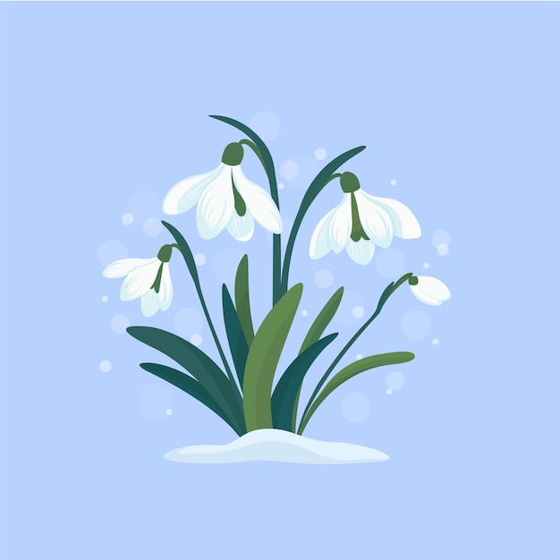 Composición primaveral de las flores de las gotitas de nieve El día de la gotita de nieve Ilustración vectorial