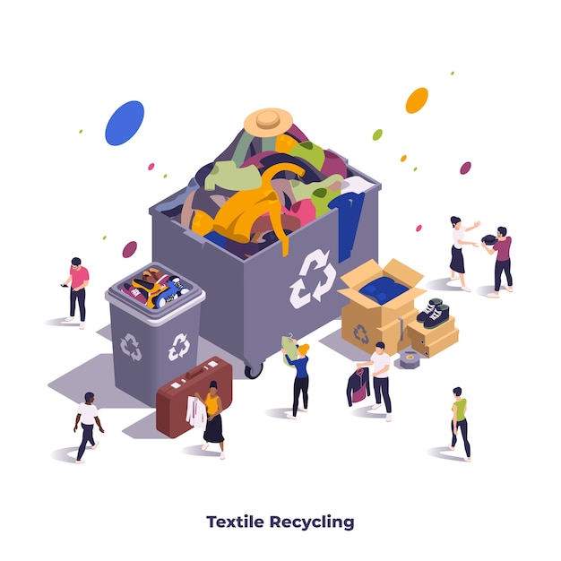 Composición de reciclaje de dibujos animados en estilo isométrico