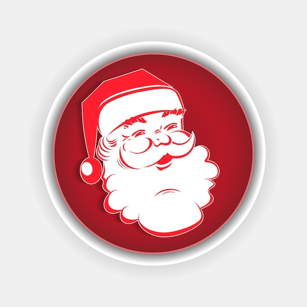 Composición redonda navideña con silueta de cara de Papá Noel