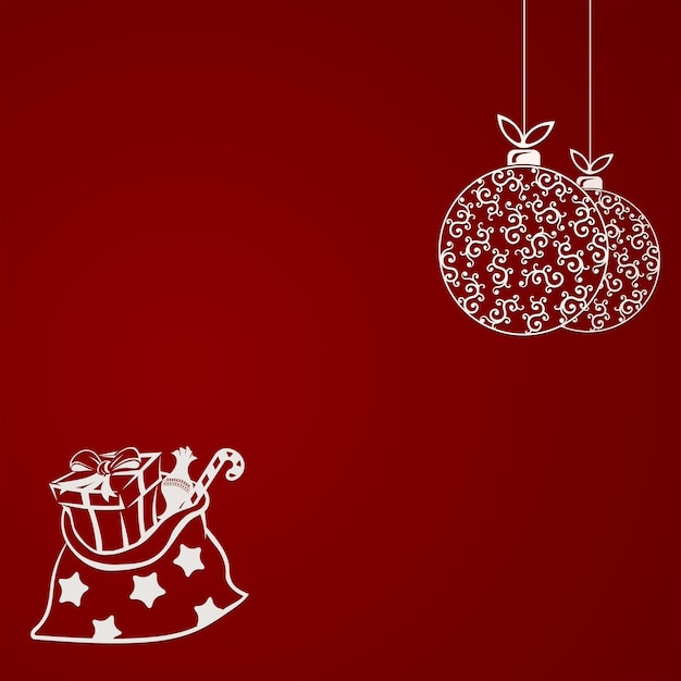 Composición roja navideña de siluetas Bolas de estilo navideño en estilo retro