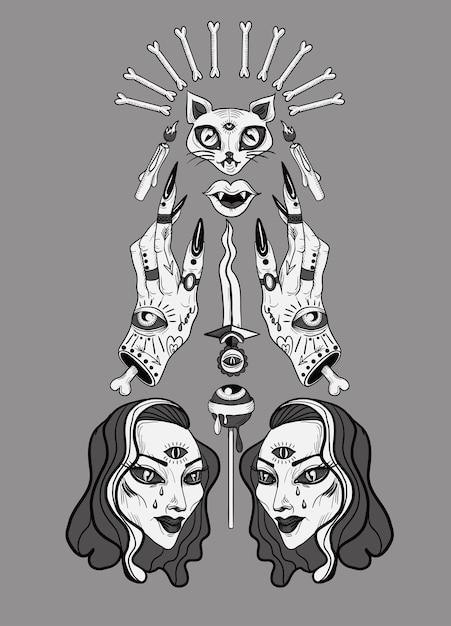 Composición de simetría con elementos de magia oscura