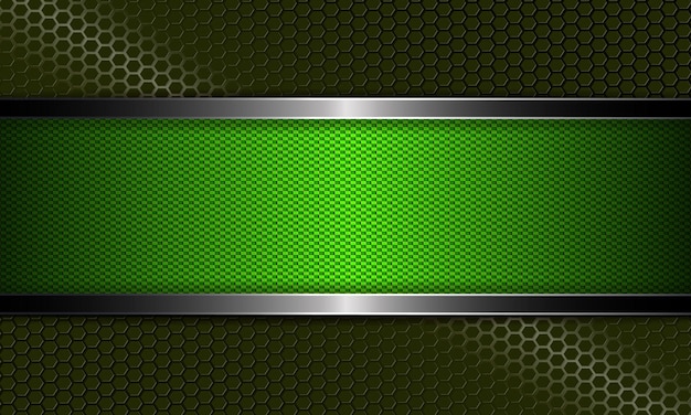 Composición de textura oscura abstracta geométrica con un marco de color verde y un borde de metal