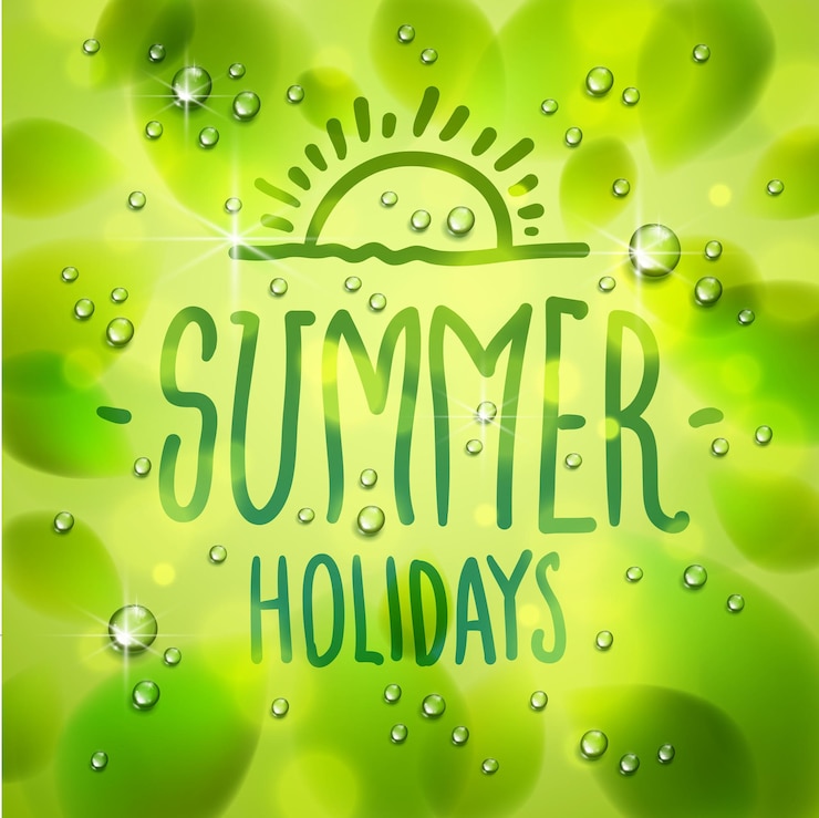 Vector composición de tipo de verano dibujada en una ventana, hojas verdes frescas y gotas de lluvia de agua o macro condensado, vector 3d ilustración transparente realista, arte hermoso de la naturaleza de verano.