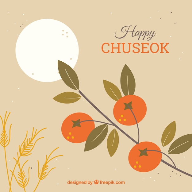 Composición tradicional de chuseok con diseño plano