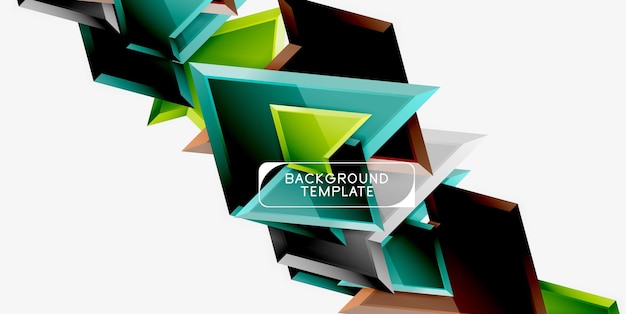 Composición triangular 3D de colores brillantes fondo geométrico abstracto diseño minimalista póster futurista poligonal