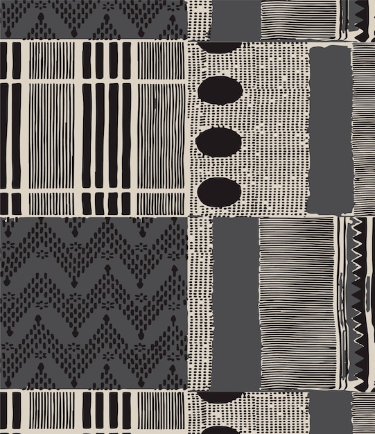 Composición tribal con elementos geométricos y contraste de textura