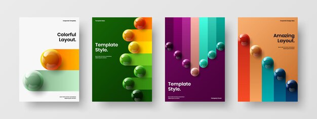 Composición única de diseño de portada de libro de bolas 3D
