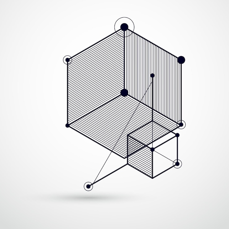 Vector composición vectorial abstracta con figuras geométricas simples, símbolos, fondo blanco y negro de arte. plano técnico, anteproyecto de ingeniería abstracta para uso en diseño gráfico y web.