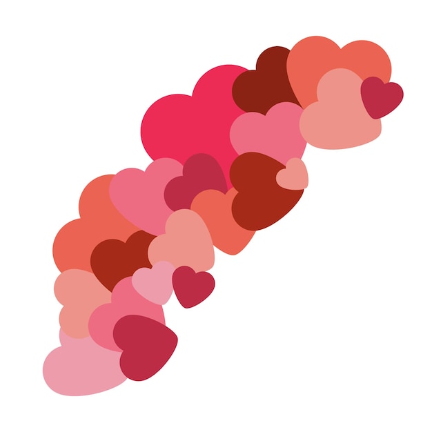 Composición vectorial aislada de corazones rojos y rosas