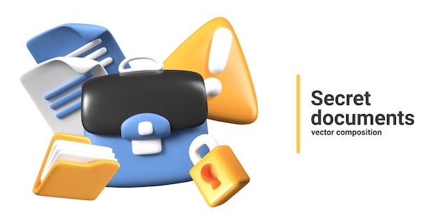 Composición vectorial con documentos secretos Plantillas para conceptos de ciberseguridad