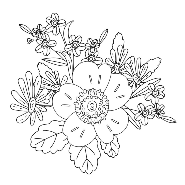 Vector composición vectorial de flores sobre fondo aislado