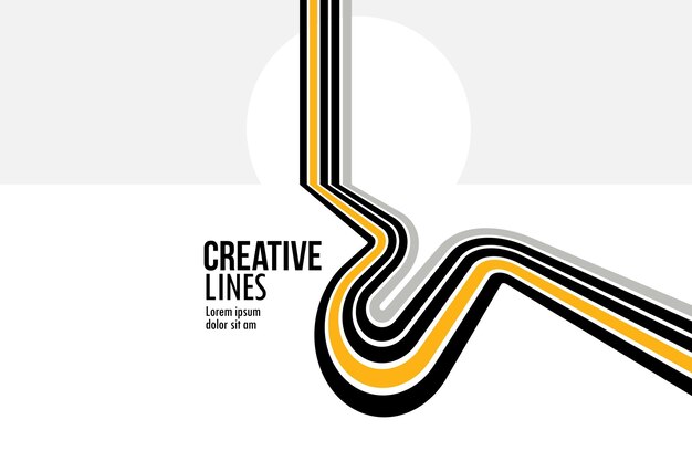 Composición vectorial lineal camino al horizonte fondo abstracto con líneas en perspectiva 3D ilusión óptica op art colores negro y amarillo