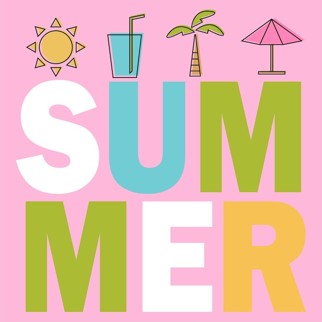 Vector composición de verano con elementos colorantes. diseño para su cartel, banner, flyer vector