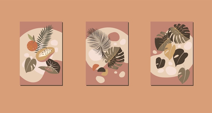 Vector composiciones abstractas modernas estampados minimalistas tropicales contemporáneos