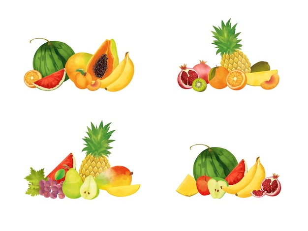 Composiciones de frutas tropicales dulces