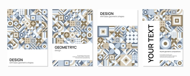 Composiciones geométricas para cuadernos carteles postales revistas papel de regalo membretes