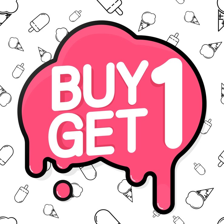 Vector compra 1 y obtendrás 1 gratis en la venta de verano se ofrece una plantilla de diseño de carteles bogo