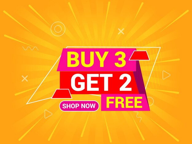 Compra 3 Obtén 2 Banner Gratuitos Oferta especial Banner Grandes ventas Venta de Banner Template de diseño de Banner