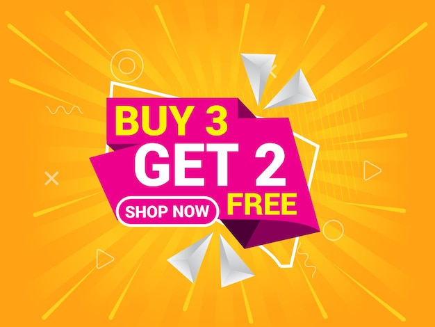 Compra 3 Obtén 2 Banner Gratuitos Oferta especial Banner Grandes ventas Venta de Banner Template de diseño de Banner