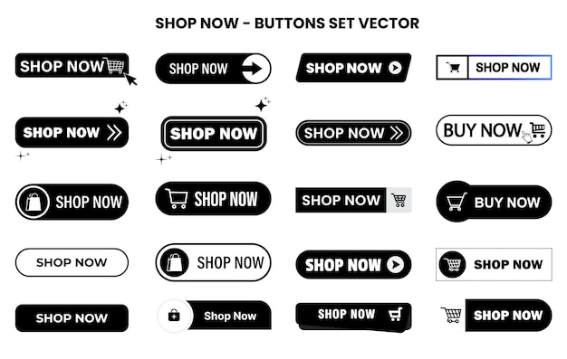 Vector compra ahora compra ahora botones set colección moderna de botones para el sitio web ilustración vectorial