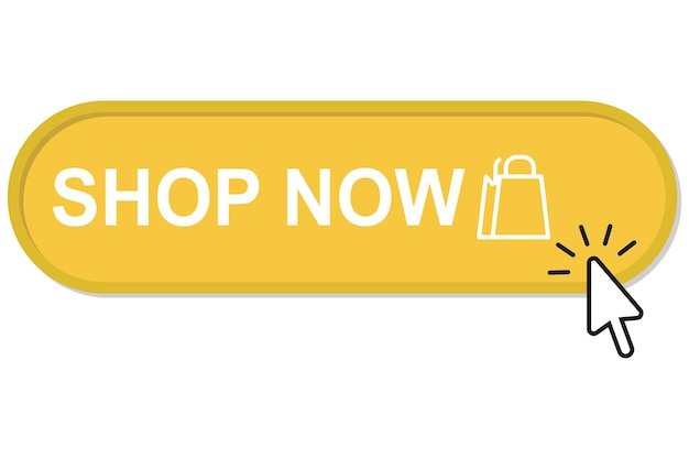 Compra ahora. Compras en línea, haga clic en la flecha del cursor para comprar. ilustración vectorial