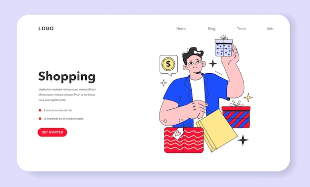 Compra de banner web o página de aterrizaje de personajes Compra para las próximas vacaciones Aduld compra de personajes
