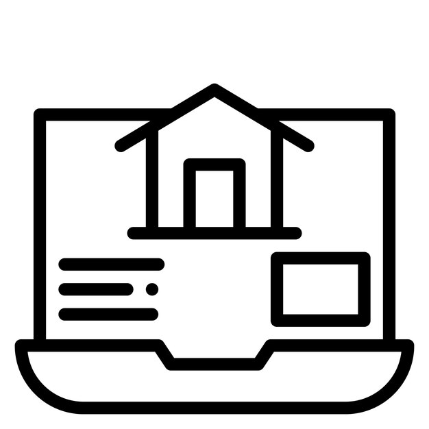 Compra una casa en línea Ilustración del icono vectorial del conjunto de iconos de bienes raíces
