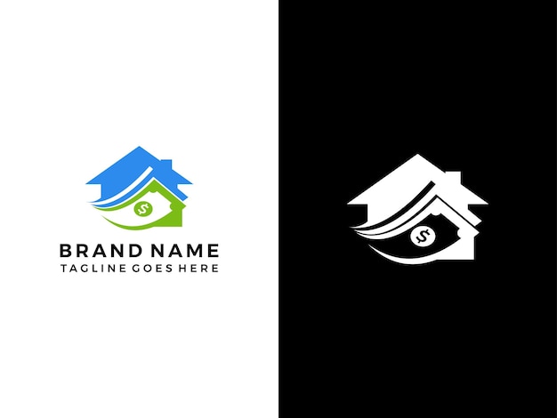 Compra casa y vende casa para la plantilla vectorial del logotipo de la compañía