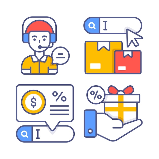 Compra y comercio electrónico Ilustración vectorial simple