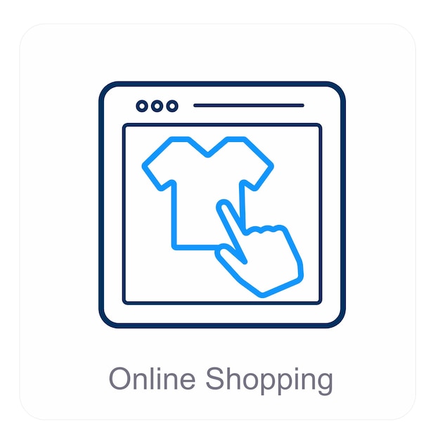 Compra en línea y concepto de icono de compra