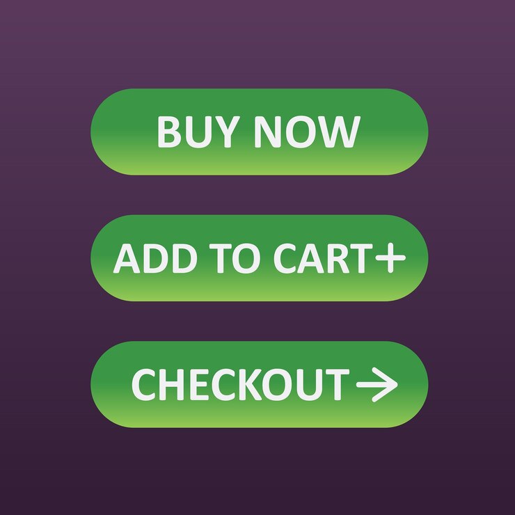 Vector comprar ahora añadir al carrito y a la caja botón verde para la web icono de comercio electrónico para la tienda