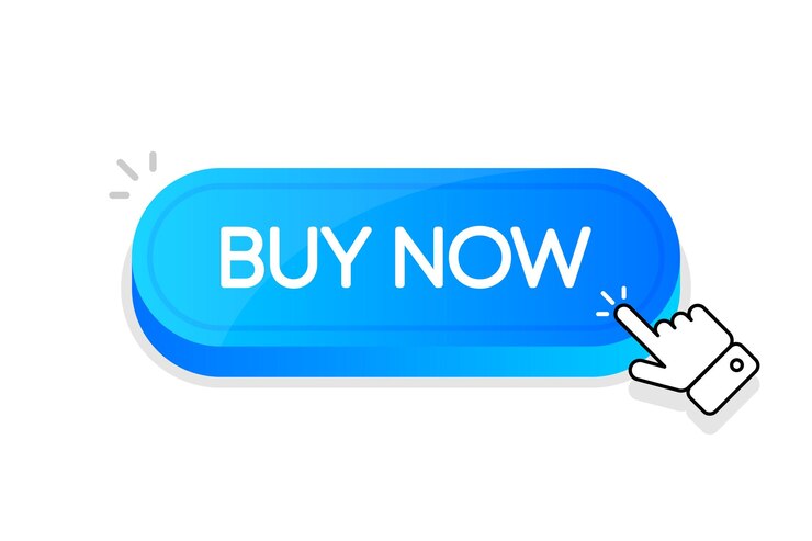 Vector comprar ahora botón 3d botón tocado con el mouse para comprar el producto ilustración vectorial