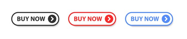 Comprar ahora icono del botón Cursor del mouse empujar para comprar símbolo Presione en la venta del sitio Barra en línea haga clic en la tienda Promoción banner Ilustración vectorial