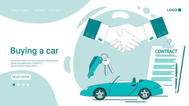 Comprar un coche Comprar vender alquilar cochesEl concepto de compra y ejecución segura y rápida