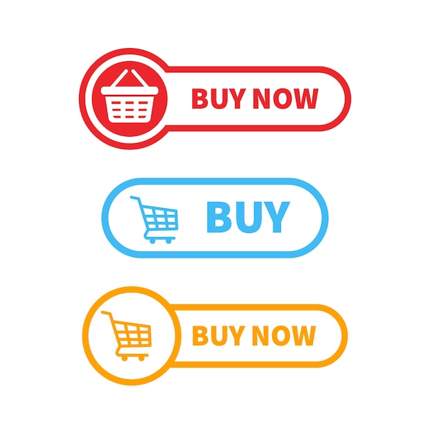 Comprar diseño de vector de icono de botón. material de interfaz de usuario de diseños de botones de compra