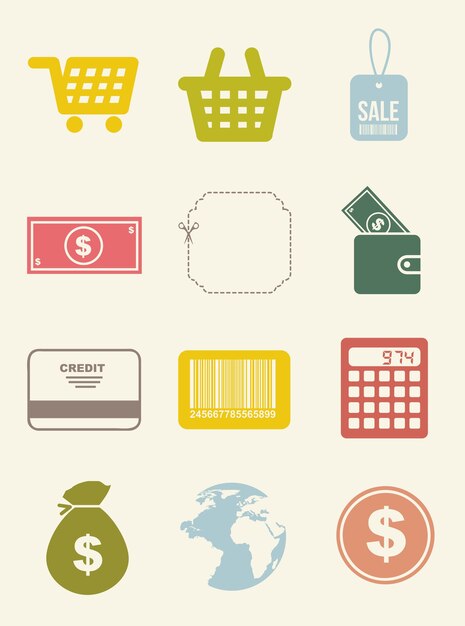 comprar iconos sobre fondo vintage ilustración vectorial