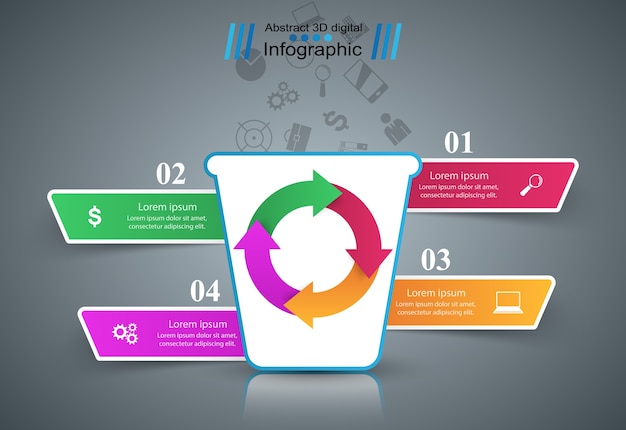 Comprar infografía. icono de marceting. comprar y vender icono de cesta